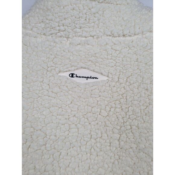 Champion Sherpa Jacket Women's Large Ivory 100% Polyester Authentic Quarter Zip - Picture 9 of 9